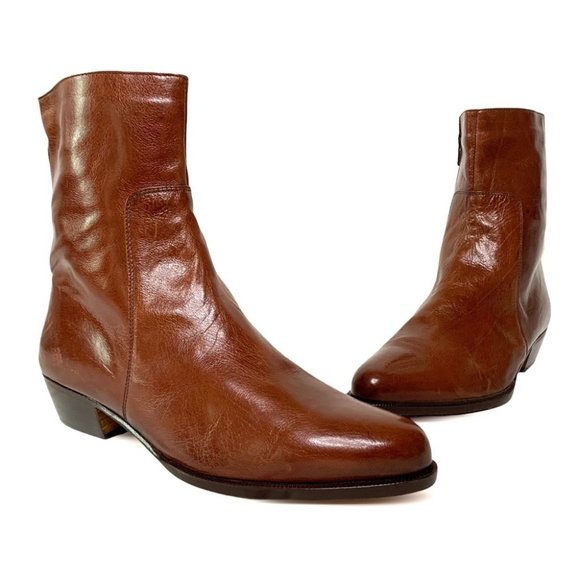Puccini Other - PUCCINI LEATHER ANKLE BROWN MEN BOOTS CHELSEA MEN SHOES DESIGNER BOOTS ITALY 8